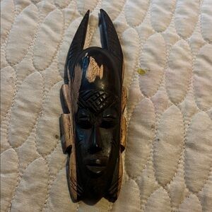Handcrafted African Black and Brown Wooden Mask